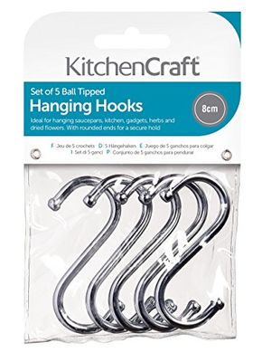 KitchenCraft Set de 5 Crochets S Plaqués, Acier, Argent, 9 x 12 x 16 cm