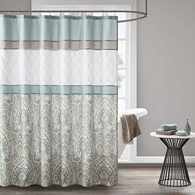 510 Design Shawnee Rideau de Douche avec Doublure imprimée et brodée 72X72 inches Bleu