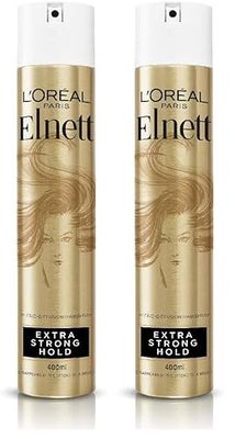 L'Oréal Paris Hairspray By Elnett Extra Strong Hold & Shine, 400ml (Pack of 2)