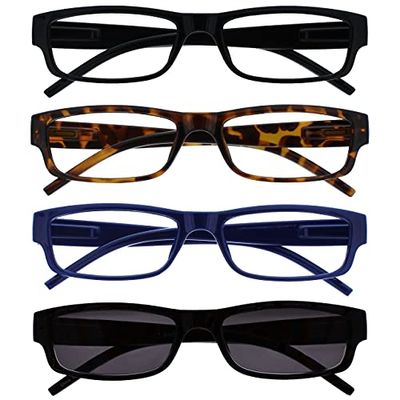 The Reading Glasses Company La Compañía Gafas De Lectura Negro Marrón Azul Lectores Con UV400 Lectores De Sol Valor Pack 4 Hombres Mujeres RRRS32-1231 +1,00