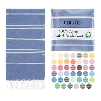Cacala Pestemal Serviettes de Bain Turques 98 x 180 cm pour Bain hammam Sauna Gym Unisexe Marque Bleu Nuit