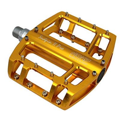 NC-17 Sudpin II Pro aluminiumplattformspedaler cykelpedaler MTB/mountainbike/BMX-pedal två kullager + Cr-Mo axel/inkluderar Zpins, pedal Sudpin II Pro, guld