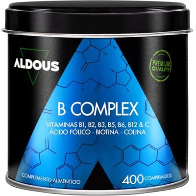 Vitamine B Complex + Vitamine C - 400 comprimés pour plus d'un an - Multivitamines - Complexe Vitamine B avec Vitamine B12, B1, B2, B3, B5, B6, Acide Folique, Biotine, Choline - Vegan - ALDOUS