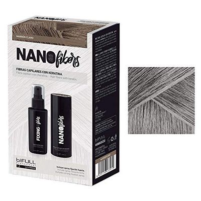 BIFULL Nanofibers Fibres capillaires avec kératine Grise, Noir, Estandar