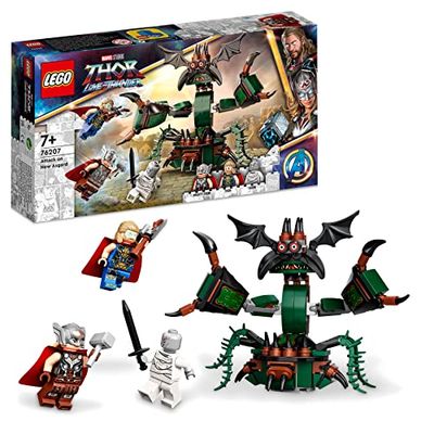 LEGO 76207 Marvel Attacken mot nya Asgård Byggsats med Thor, Mjölnir, Stormbreaker och en monsterfigur från filmen Love and Thunder