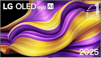 LG OLED evo AI G5 TV 77 pollici, Smart TV 4K, Staffa a muro inclusa, Processore α11 Gen2, Brightness Booster Ultimate, webOS con AI, Dolby Vision e Atmos, VRR e GSYNC 4K@165Hz, OLED77G54LW 2025