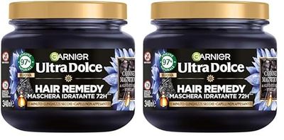 Garnier Ultra Dolce Carbone Magnetico, Maschera Idratante Hair Remedy, 97% Origine Naturale, 1 Minuto di Posa, Per Lunghezze Secche, Senza Siliconi, 340 ml (Confezione da 2)