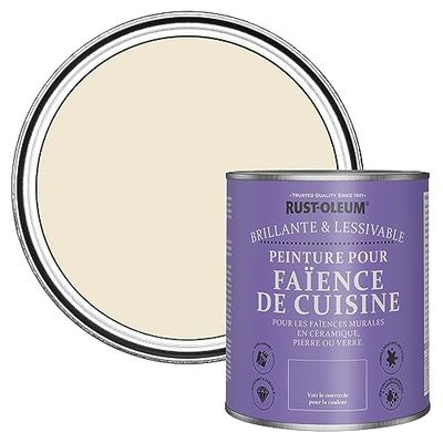 Rust-Oleum Peinture Beige Résistante à l'eau pour Faïence de Cuisine, Finition Brillante - Calcaire 750ml