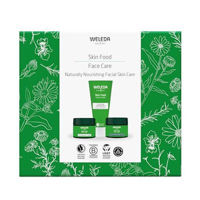 Weleda Skin Food Face Care Gift Set, 3in1 Skin Care Set - Skin Food Cleansing Balm, Day Cream & Night Cream, for Women & Men, 100% Certified Natural, Organic