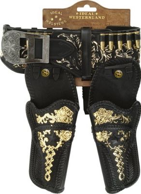 Schrödel J.G. Bälte stort, 2 hölster"œ: pistolbälte av plast med hölster för leksakpistoler, perfekt för cowboydräkter, 90 cm, svart (705 4217)