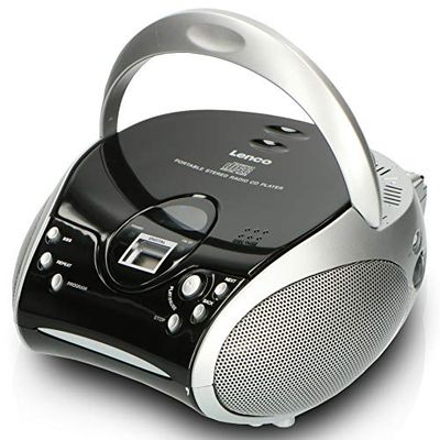 Lenco SCD-24 Reproductor de CD para niños - Reproductor de CD portátil - con Radio FM - Potencia de Salida de 2 x 1 W RMS - Antena telescópica - Negro