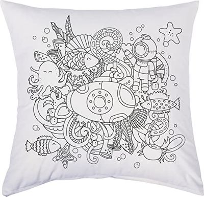 Knorr Prandell Juego de manualidades de tela para pintar, para cumpleaños de niños, manualidades, regalos (funda de cojín Seaworld)
