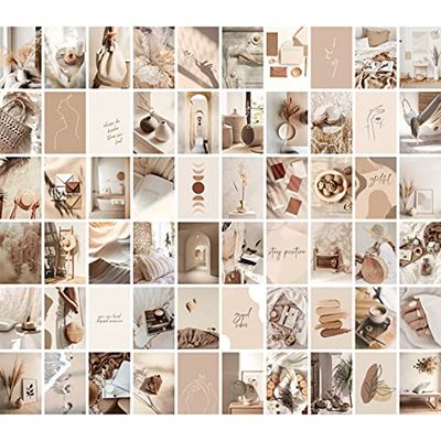 TALLSOCNE Kit per collage di immagini estetiche, decorazione per camera da letto, dormitorio, stile vintage (60 pezzi, 10 x 15 cm) (beige boho)