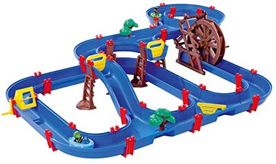 AquaPlay Mega Water Wheel - Giant Waterway (180 x 125 x 35 cm) on 2 Levels with 2 Boats and Toy Figures - Outdoor Water Toy for Children from 3-7 Years