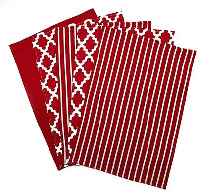 Penguin Home - Conjunto de 5 toalhas de chá 100 % algodão - macio - durável - design elegante em vermelho com vários padrões - lavável na máquina - 65 x 45 cm