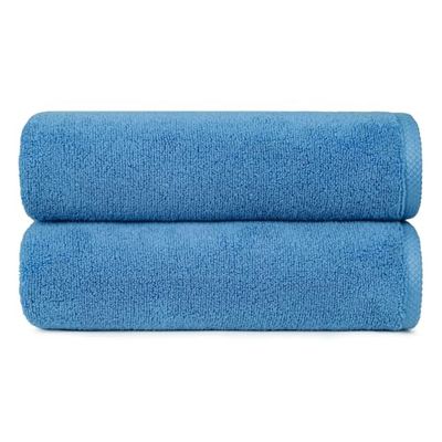 Amazon Basics Lot de 2 Serviettes de bain, draps de douche 100 % coton pour salle de bain, séchage rapide, absorbants, 70 x 140 cm, Bleu Lagon