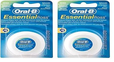 Oral B Fils dentaires Essential Floss Menthe ciré 50 mtr (Lot de 2)