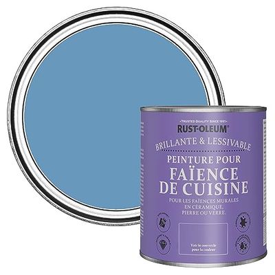 Rust-Oleum Peinture Bleue Résistante à l'eau pour Faïence de Cuisine, Finition Brillante - Bleuet 750ml