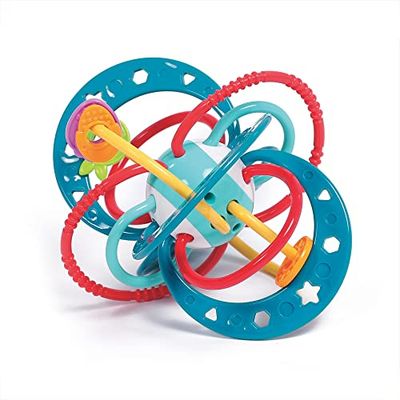 LUDI - Hochet Planète - Jouets D'Éveil Bébé - Dès 3 Mois - Couleur Vives, Différentes Textures & Forme Originale - Développe La Motricité Fine & La Dextérité
