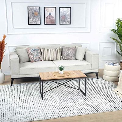 Livabliss Zadar Tappeto Salotto Moderno Astratto Tappeto Soggiorno, Camera da Letto, Pranzo Moderni Tappeti Effetto Marmo, Morbido e Pelo Corto, Ampio 160x213 cm, Nero e Crema