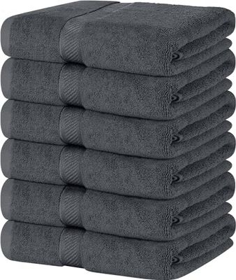 Simpli-Magic 79405 Asciugamani da bagno, 63,5 x 127 cm, grigio, confezione da 6