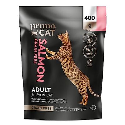 PrimaCat - Alimento para Gatos sin Cereales, sin Cereales, con Sabor a salmón, 400 g
