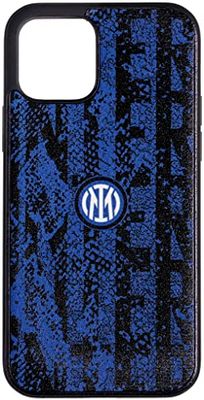 Inter Hi Tech Artisans Coque pour iPhone 12 Pro Max en TPU et Simili Cuir Noir et Bleu, Coque de qualité supérieure, Coque Officielle FC 2022, Logo Nouveau, Coque pour iPhone conçue et imprimée en