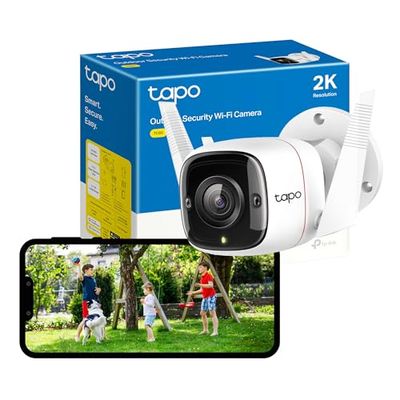 Tapo Cámara de Seguridad inalámbrica para Exteriores, Resistente a la Intemperie, instalación Flexible, no Requiere concentrador, Funciona con Alexa y Google Home, Ultra Alta definición de 3 MP,