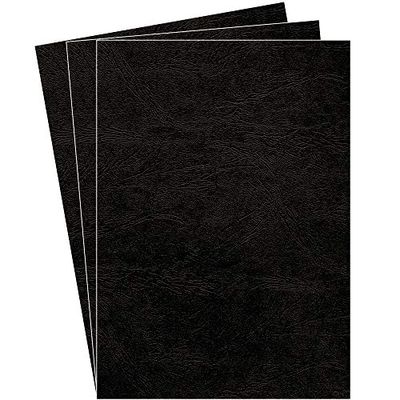 Fellowes A4 100 Percent Recyclable Leatherboard Binding Covers, Heavyweight, 250 gsm Presentation Covers, FSC, Black, Pack of 100, 5370405