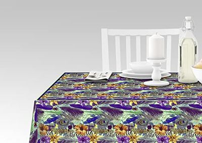 Doge Milano Nappe avec impression numérique, 100% Made in Italy Nappe antidérapante pour salle à manger, lavable et antitache, Modèle Hermes - Ronzone, 140x140 cm