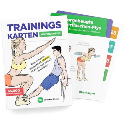 WorkoutLabs Trainingskaarten: lichaamsgewicht - premium home & gym oefenkaarten deck voor vrouwen en mannen met 60 oefeningen en 12 routines zonder uitrusting · waterdichte kunststof fitness