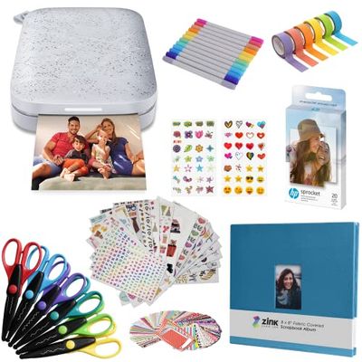 HP Sprocket Impresora fotográfica instantánea portátil de 2x3 Pulgadas (Blanco) Paquete de Inicio