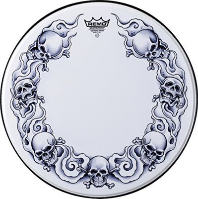 Remo trommelvel Tattoo Skyn Powerstroke 3 Bassdrum 22” Tattoo Skulls wit PA-1322-TT-T01