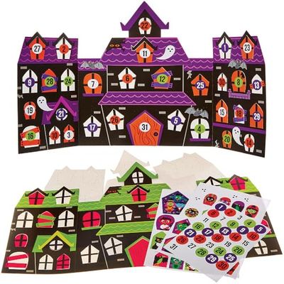 Baker Ross FN297 Kit de compte à rebours pour la maison hantée - Lot de 2, calendrier de l'Avent pour Halloween, bricolage d'Halloween pour les enfants