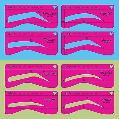 NYX Professional Makeup Stencil Per Sopracciglia Sottili e Definite, Per un Effetto Su Misura, Set da 4: Arrotondate, Dritte, Arcuate e Super Lunghe, Zero to Brow