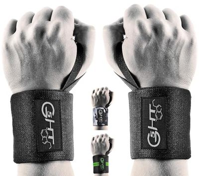 G5 HT SPORT Muñequeras de gimnasio profesionales | Mujer & Hombre | Muñequeras Gimnasio Bandas Muñecas | Culturismo Powerlifting Crossfit, Calistenics, Levantamiento de Peso Grueso Wrist Wraps (Negro)