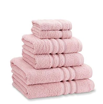 Catherine Lansfield Zero Twist - Set di 6 asciugamani in cotone morbido e assorbente, colore: rosa