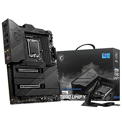 MSI MEG Z690 UNIFY Carte Mère, ATX - Pour Processeurs Intel Core 12è Gén, LGA 1700 - Direct 19+2 Phase VRM 105A, DDR5 Memory Boost 6666+MHz/OC, 2 x PCIe 5.0 x16, 4 x M.2 Gen4, Double LAN, Wi-Fi 6E