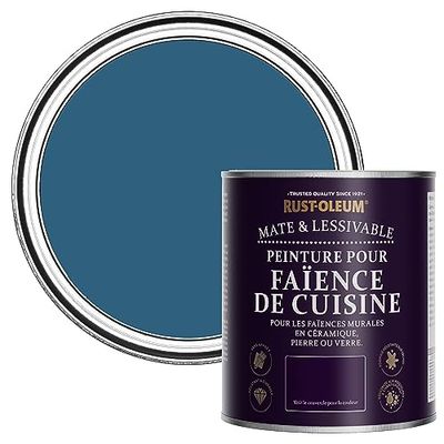 Rust-Oleum Peinture Bleue Résistante à l'eau pour Faïence de Cuisine, Finition Mate - Cobalt 750ml