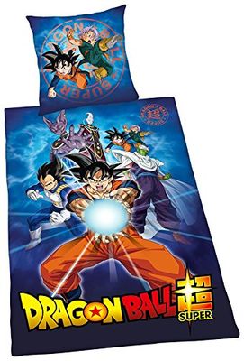 Herding Dragonball Super Conjunto de roupa de cama, capa nórdica de 135 x 200 cm, fronha de almofada de 80 x 80 cm, algodão/Renforcé
