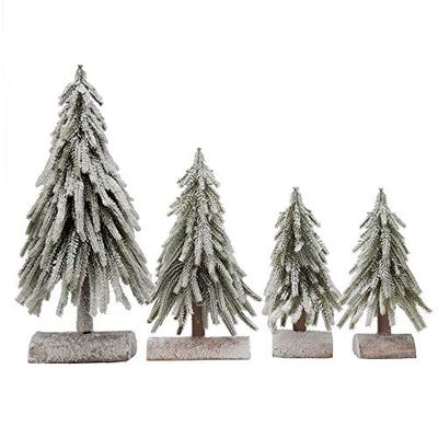 VGIA Lot de 4 Mini sapins de Noël à pulvérisation séparée avec Bases en Bois