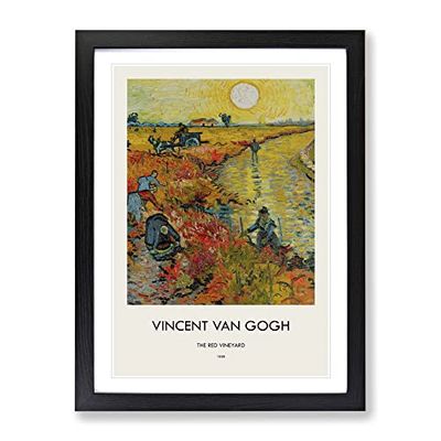 Red Vineyard At Arles By Vincent Van Gogh Exhibition Museum Painting Framed Wall Art Print, Ready to Hang Picture for Living Room Bedroom Home Office Décor, Black A4 (34 x 25 cm)