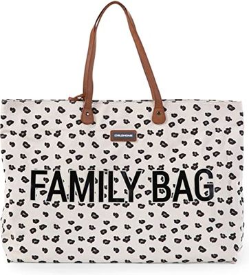 CHILDHOME, Family Bag, skötväska, resväska, weekendväska, stor kapacitet, löstagbar ficka ingår, Leopard