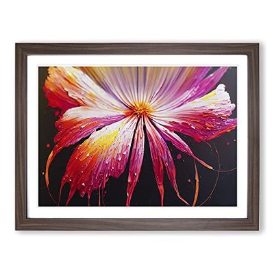 Exceptional Modern Flower Art Abstract H1022 Framed Print for Living Room Bedroom Home Office Décor, Wall Art Picture Ready to Hang, Walnut A4 Frame (34 x 25 cm)