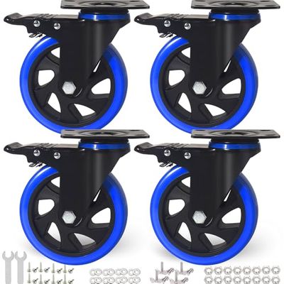 Lot de 4 roulettes robustes avec frein 12,7 cm