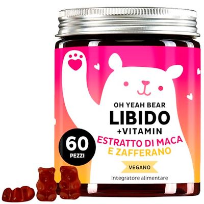Caramelle Gommose Maca - 300 MG - Energia e Vitalità - Con Tribulus Terrestris e Zafferano - Resistenza Fisica e Performance - Vegano - Senza Glutine e Lattosio - 60 pz - Bears with Benefits