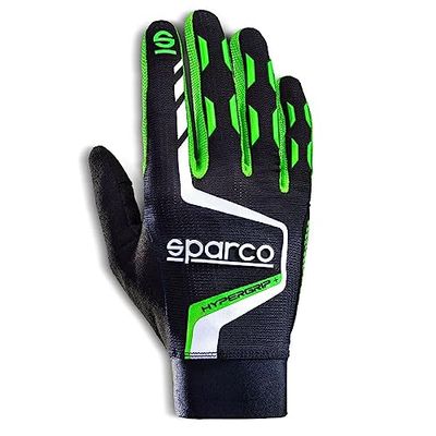 Sparco Unisex's 00209510nrvf Gloves HYPERGRIP+ T 10 Black/Green, 42/50 EU