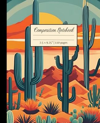 Composition Notebook: Southwest Motif Desert Sun Cactus Notebook Journal | 7.5 x 9.25" | 110 Pages | College Ruled