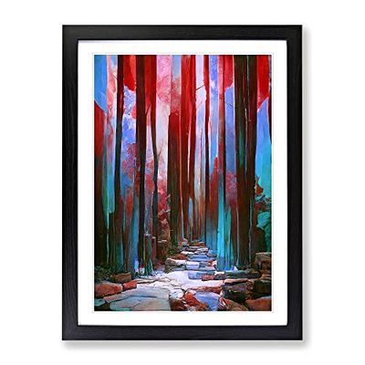 Artful Forest No.5 Abstract Framed Print for Living Room Bedroom Home Office Décor, Wall Art Picture Ready to Hang, Black A4 Frame (34 x 25 cm)