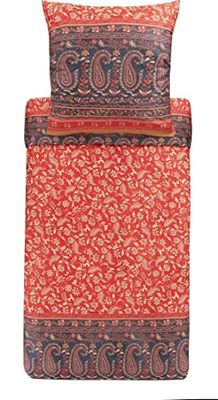 Bassetti Biancheria da letto Como R1 in cotone makò satin di colore rosso, 2 pezzi con chiusura lampo, dimensioni: 240 x 220 cm, 80 x 80 cm, 9325193